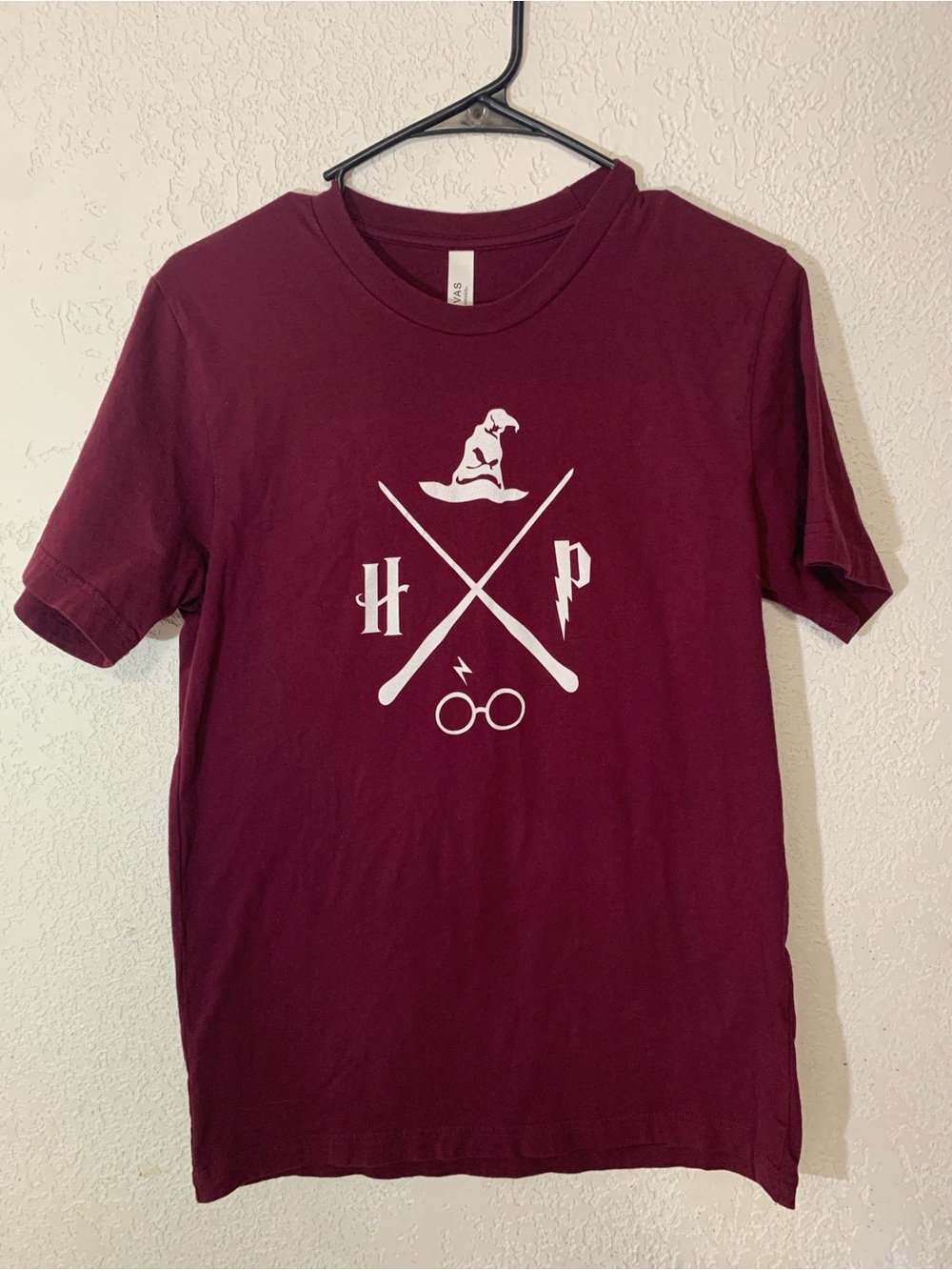 Bella Canvas Maroon Short Sleeve Tee with White Wizard Icon